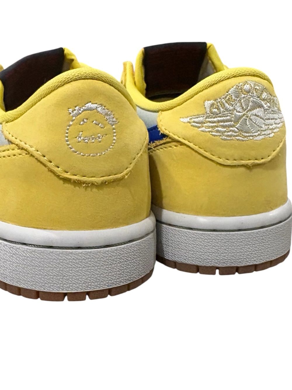 Travis Scott Jordan 1 Low Canary Yellow Blue DZ4137-700 Women 5.5 - Picture 10 of 11